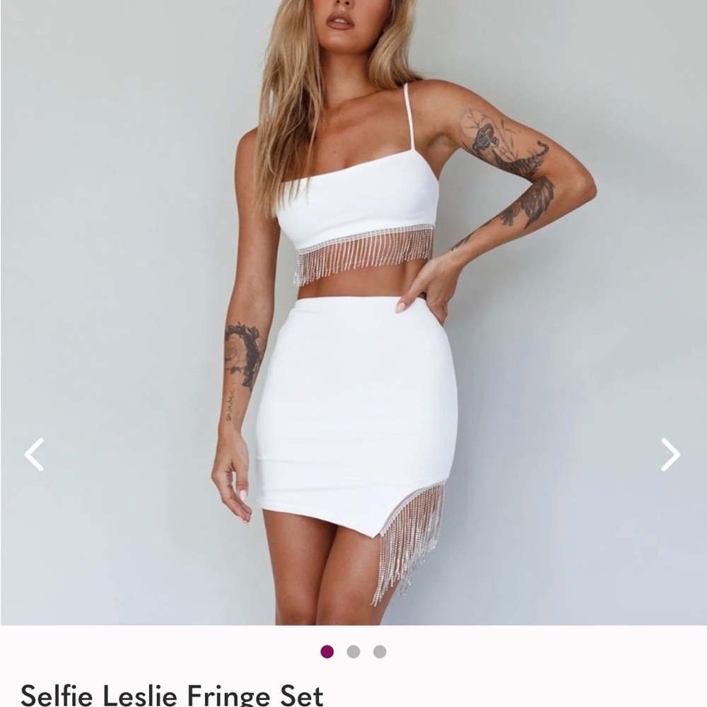 Selfie Leslie White Fringe Set